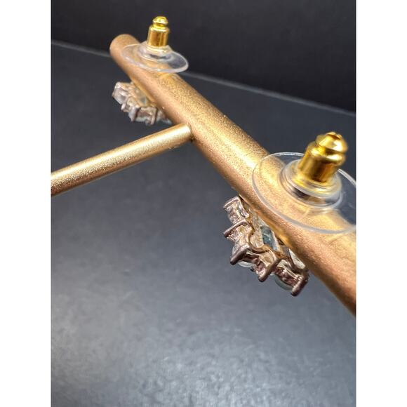 Vintage blue topaz and cz sterling silver snowflake stud earrings - Picture 7 of 16